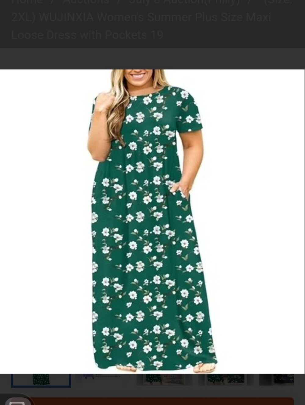 #. June Fish Women's Blue Summer Maxi Loose Dress with Pockets.Size:2X